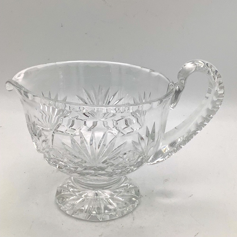 Elegant Cut Crystal Glass Pitcher/ Sauce or Gravy Boat